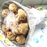 大きいペディーベアと造花　ブラウンブーケ
