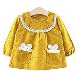 YY-Natuhi ベビー服 子供服 女の子 ワンピース ドレス ドット柄 おしゃれ かわいい 長袖 キッズ服 お出かけ 通園 入園式 入学式 発表会 春 結婚式 チュニック 丸襟 レース 新生児 (