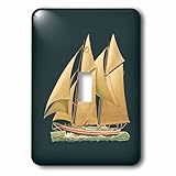 3drose LSP _ 170424 _ 1ヨットon the Water with Tan Sails Raised in the Windライトスイッチカバー