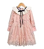 WIN キッズワンピース フォーマル女児 キッズ 服 子供 長袖 女の子 ガールズ ワンピース 韓国スタイル 結婚式 発表会 入園式 入学式 卒園式 卒業式 七五三 パーティー (140cm, ピンク