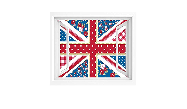 Amazon ぼろぼろのシックな装飾 Diyシール 偽窓ステッカー 絵画風 180x140 Cm かわいいイギリス国旗花スタイルレトロ水玉カントリーカルチャーインスピレーション ポスター ステッカー 壁紙風景画 壁飾り絵多色 ウォールステッカー オンライン通販