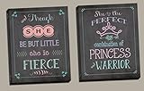彼女とThoughがBe Little彼女ははの完璧な組み合わせFierce &プリンセスとWarrior、保育園インテリア、 Two 11x14in Canvases