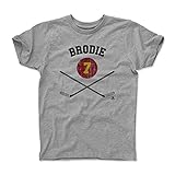 500レベルのT・J・Brodie子供用シャツ – Calgary Hockeyファンギア – t.j. BrodieカルガリーSticks Youth Small (6-7Y) グレイ