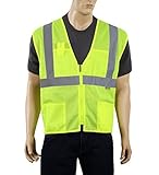 Safety Depot Class 2 Ansi Safety Vest Zipper with Pockets High Visibility Reflective Lime A520 (2XL)