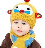 【SEBLES】 ベビー キュート ニット 帽 マフラー 2点 セット 赤ちゃん 6カ月 ～ 4歳 全6色 サイズ 46cm ～ 52cm クロスセット (イエロー)