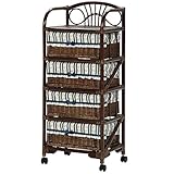 不二貿易 ラタン ランドリー カゴ 4段 ブラウン 95643