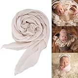Newborn Baby Cheesecloth Stretch Wrap Photo Props Photography Blanket (Beige) [並行輸入品]