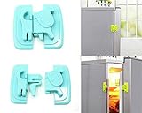 ShopXJ ベビーガード 赤ちゃん いたずら 防止 多目的 ストッパー はがせる 地震対策 冷蔵庫 引き戸 戸棚 ドア 犬 4個セット (ブルー)