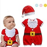 ロンパース クリスマス キッズ ショート 男女兼用 赤ちゃん サンタクロース 帽子付き 仮装 hibote No.4 95