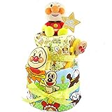 おむつケーキ アンパンマン 2段 出産祝い フェイスタオル スタイ ぬいぐるみ カスタネット anpanman10