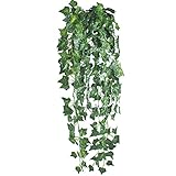 GTidea 模造植物 セイヨウキヅタ2房セット 1房6フィート 青葉のガーランド 人工のツタと枝葉 庭の壁・階段・パーティー・結婚式・屋外装飾用