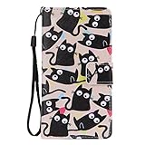 Zeebox Huawei P8 手帳型 ケース カバー [生涯補償付き] 高品質 保護カバー カード収納 スタンド機能 マグネット式 ストラップ付き Huawei P8 対応 (ブラック)