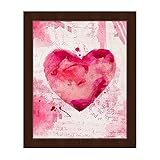 Coeur De Mots – レッドLove Valentines Heart Distressed水彩画withテキスト壁アートプリント 20x24 WAT0000022FRM20X24SES