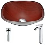 Cansaシリーズのdeco-glassシンクリッチTimberでキー付き蛇口ポリッシュクローム