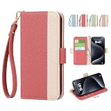 Kahper For iPhone 14 ケース 手帳型 ストラップ付き バイカラー いPhone 14 ケース 手帳型 おしゃれ スマホケース iPhone 14 財布型 携帯カバー あいほん14 かわいい アイフォン14 ケース シンプル アイホン 14 カバー 耐衝撃 あいふおん 14 カード収納 スタンド機能 マグネット式 360度保護（グリーン）