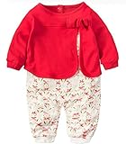 icoup ベビー服 サロペット キッズ ロンパース 子供 赤ちゃん 秋冬 女の子 秋冬 可愛い カバーオール 出産祝い 花柄 リボン付き カラーA 100