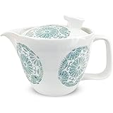 J-kitchens 勲山窯 急須 小 波佐見焼 日本製 240ml 1人用 ~ 2人用 茶こし付き サークル フラワー ライトブルー