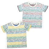 (ピンク/95cm) ベビー服 男の子 Tシャツ 半袖 スラブ天竺 ボーダー 裏プリント ワッペン スナップボタン 男児 ベビー