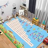 [NHYGDY] ラグマット 子供部屋マット 道路柄 数字柄 可愛い プレイマット キッズラグ カーペット 防音 防汚 洗濯いらず 子供ゲームパッド 遊びマット 床保護マット 低反発 カラー 80*120CM 保育園 幼稚園 キッズ 子ども部屋 床保護マット 子供ゲームパッド