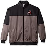 MLB Arizona DiamondbacksメンズPoly Fleece Yokedトラックジャケットwith Wordmarkロゴ、Xラージ/トール、ブラック/グレー