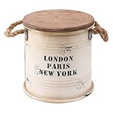 不二貿易 ブリキスツール 直径25×高さ26cm アイボリー 26168