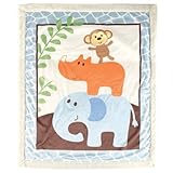 Luvable Friends Sherpa Blanket, Blue Safari by Luvable Friends [並行輸入品]