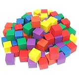 WAIWAIGOODS 木製 積み木 カラフル ブロック 100個 セット 収納袋 付き 知育 玩具 おもちゃ (カラフル2cm)