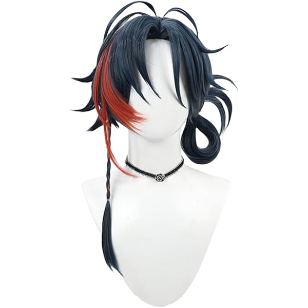 Amazon.co.jp: コスプレウィッグ 魁星 かいせい ネイビー レッド 耐熱
