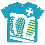 ベビードール 斜め王冠Tシャツ 子供服 140cm ターコイズ