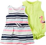 カーターズ carter's アパレル baby line 女の子 3点セット ロンパース ワンピ Tシャツ パンツ ネイビー レッド グレー イエロー ボーダー フラミンゴ 綿 121G481 【並