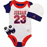 NIKE(ナイキ)エア・ジョーダン 0-6monthsホワイトxパープルxオレンジJORDAN23半袖ボディスーツ超豪華3点セット [並行輸入品]