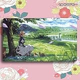 センコウドロー アニメ ヴァイオレット・センコウドロー カードゲームプレイマット プレイマット 収納ケース付き TCG万能 萌え カード枠なし (60cm * 35cm * 0.2cm)