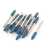 uxcell 軸付き砥石　研磨　ルーター　マウントポイント　ラバー ヘッド研磨　3mmx 4mm　18個　ブルー　シルバートーン