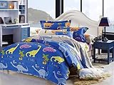 Cliab Dinosaur Bedding Queen Kids Bedding Queen Size 100% Cotton Duvet Cover Set 5 Pieces [並行輸入品]