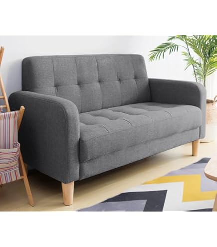 Amazon｜アイリスプラザ ソファ 2人掛け シンプル ブルー ファブリック