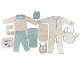 Lilylife 出産祝い ベビー 肌着 ギフトセット 出産準備 ベビー帽子 服 手袋 ブーツ よだれ掛け エプロン 16点セット