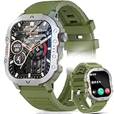 スマートウォッチ【2025新型·最強モデル】軍用規格 Bluetooth5.3通話機能 HD大画面 (グリーン)