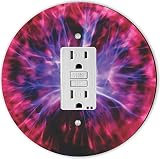 Rikki Knight RND-GFISINGLE-111 Plasma Ball Electrifying Round Single GFI Light Switch Plate [並行輸入品]