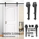 Yaheetechブラックモダンスライドバーン木製ドアハードウェアクローゼットセット 6ft ブラック YA-2932
