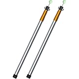 KOMCLUB 伸縮式 テントポール スライド 無段階調節可 ステンレス 直径28mm (高さ94～220cm) 3継無段階調節 2本セット 収納袋付き 日除け 設営 ブラック ゴールド ブルー