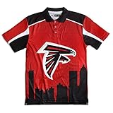KLEW NFL Atlanta Falconsポリエステル主題ポロ半袖シャツ、ブラック、大