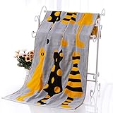 JINALV 肌にやさしい　子供　毛布　ベビーブランケット　大判　ひざ掛け　ガーゼタオル　子供バスタオル　ベビーケット　湯上りタオル　ふわふわ　タオル　赤ちゃん　70 * 140cm (猫-イエロー)