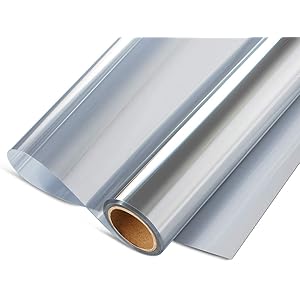 KTJ 窓用フィルム 窓断熱シート 窓断熱フィルム 窓遮熱シート マジックミラーフィルム 目隠しシート UVカット 紫外線カット 日差し対策 窓ガラスフィルム ガラス飛散防止 防犯フィルム (44.5X200cm, シルバー)