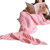 (For Kids, Fancy Pink) - Play Tailor Mermaid Tail Blanket Crochet All Seasons Sleeping Bag Handcraft