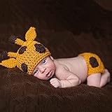 Kalevel Cute Cartoon Giraffe Style Infant Newborn Baby Girl Boy Crochet Beanie Hat Clothes Baby Phot
