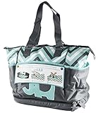 Tender Kisses "Zigzag Elephant" Diaper Tote with Rest Station - aqua, one size by A.D. Sutton [並行輸入品