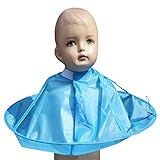 Giyomi 散髪マント　ベビー用散髪マント　子供用散髪マント　子供用ヘアカット ケープ　折り畳み式　4色 (ブルー)