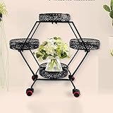 鍛鉄の花ヨーロッパスタイルの多層プーリー居間内部バルコニー床のタイプ緑の花のスタンド取り外し可能な花の鍋の棚 (色 : A)