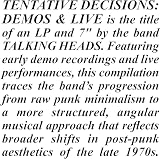 TENTATIVE DECISIONS: DEMOS & LIVE [LP + 7INCH VINYL] [Analog]