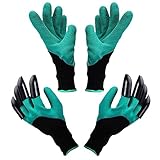 Yardsky 穴掘り グローブ ガーデニング バラ 手袋 植栽 園芸 防水 耐穿刺 爪付き 作業用(2ペアセット)